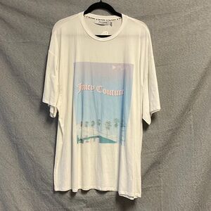 Juicy Couture White and Blue Graphic Tee